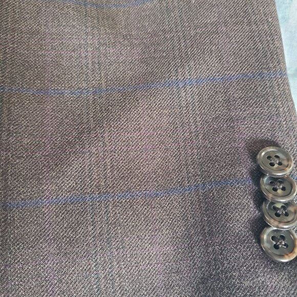 Michael Kors Men's Brown With Blue Stripe Wool Blazer Jacket Size 38R - Picture 7 of 13